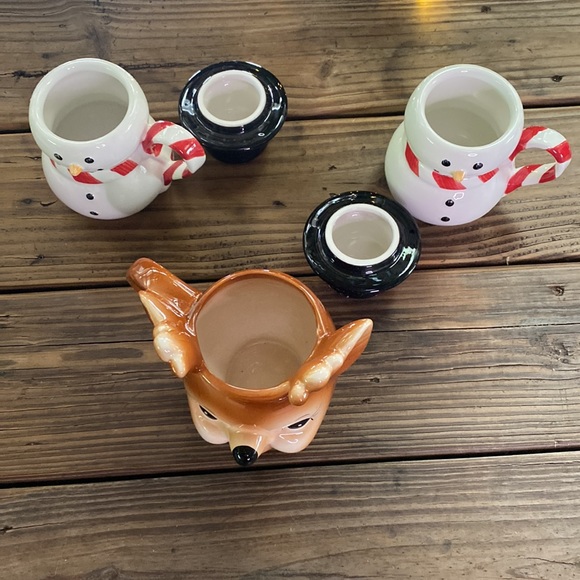Pottery Barn and Williams Sonoma Figural Christmas Holiday Mugs - Set of 3 🦌⛄️ - Picture 5 of 16